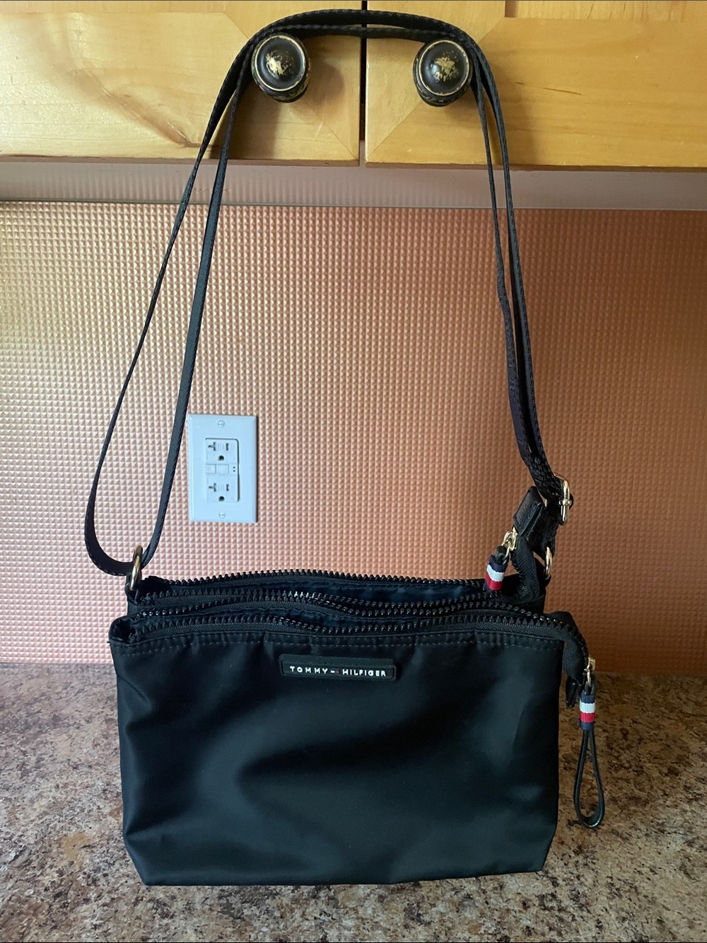 Tommy Hilfiger Black Nylon Crossbody with Signature Trim
